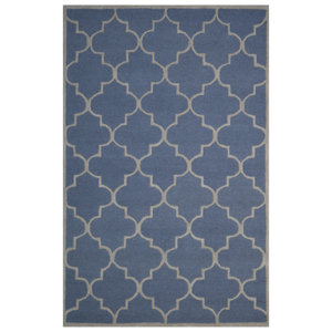 Wool Hand-Tufted Navy Blue/Beige Area Rug