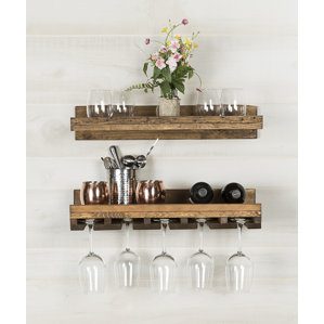 Tristen Rustic Wall Mounted Wine Glass..