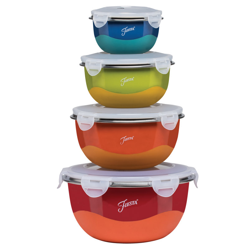 Fiesta Microwave Safe 8 Piece Stainless Steel Mixing Bowl Set Wayfair Microwave Safe 8 Piece Stainless Steel Mixing Bowl Set