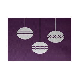 Geo-Bulbs Decorative Holiday Print Purple Indoor/Outdoor Area Rug