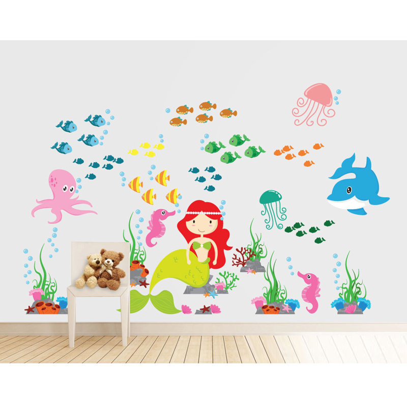 wall decal source mermaid, under the sea and ocean nursery vinyl
