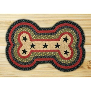 Black Stars Printed Dog Bone Shaped Rug