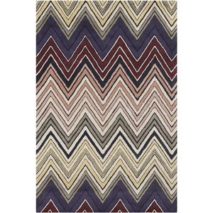 Belmont Hand Tufted Wool Purple/Light Coral Area Rug