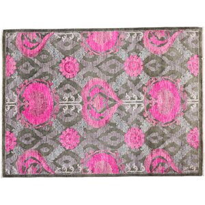 One-of-a-Kind Suzani Hand-Knotted Pink Area Rug