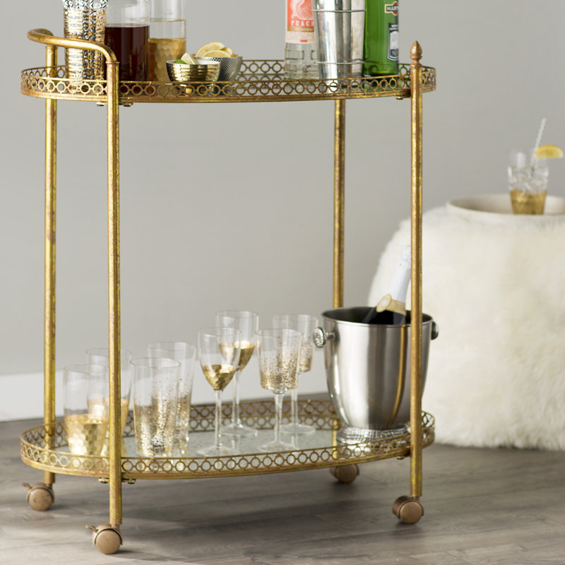 Mercer41 Royse Mirrored Bar Cart & Reviews Wayfair