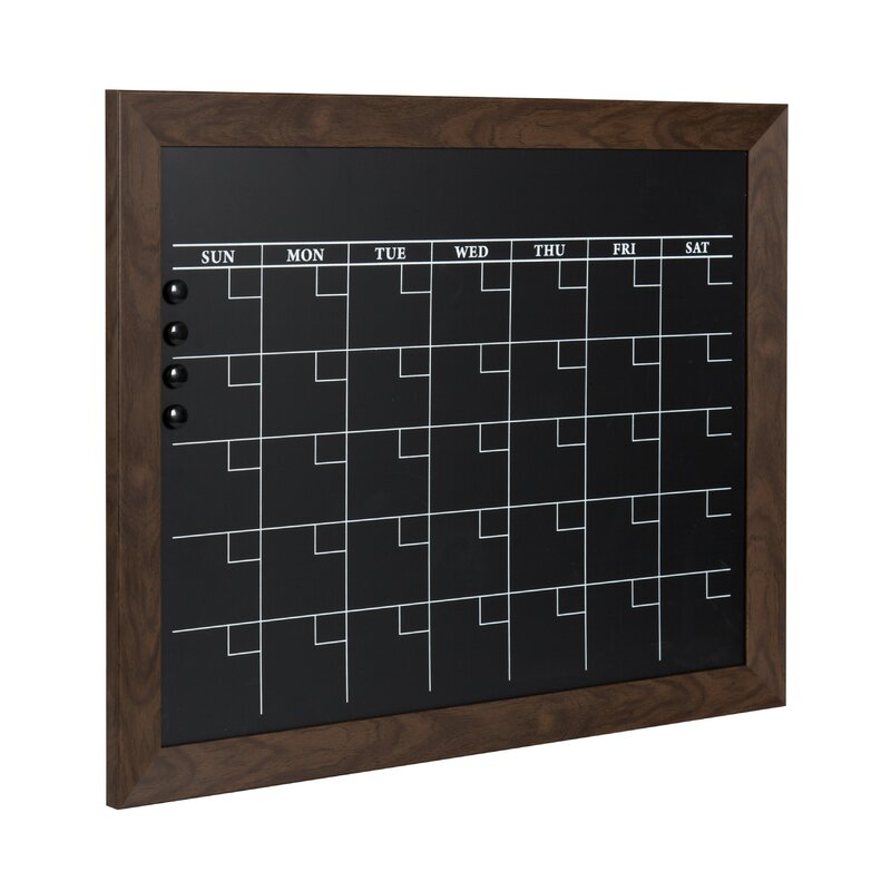 Union Rustic Framed Monthly Calendar Wall Mounted Chalkboard