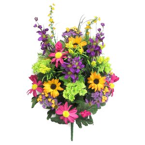 24 Stems Artificial Wild Flowers with Foliage Mixed Bush