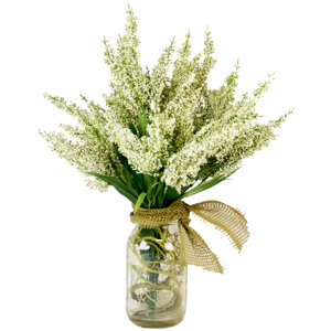 Amalia Spring Additions White Heather in Acrylic Water Mason Jar