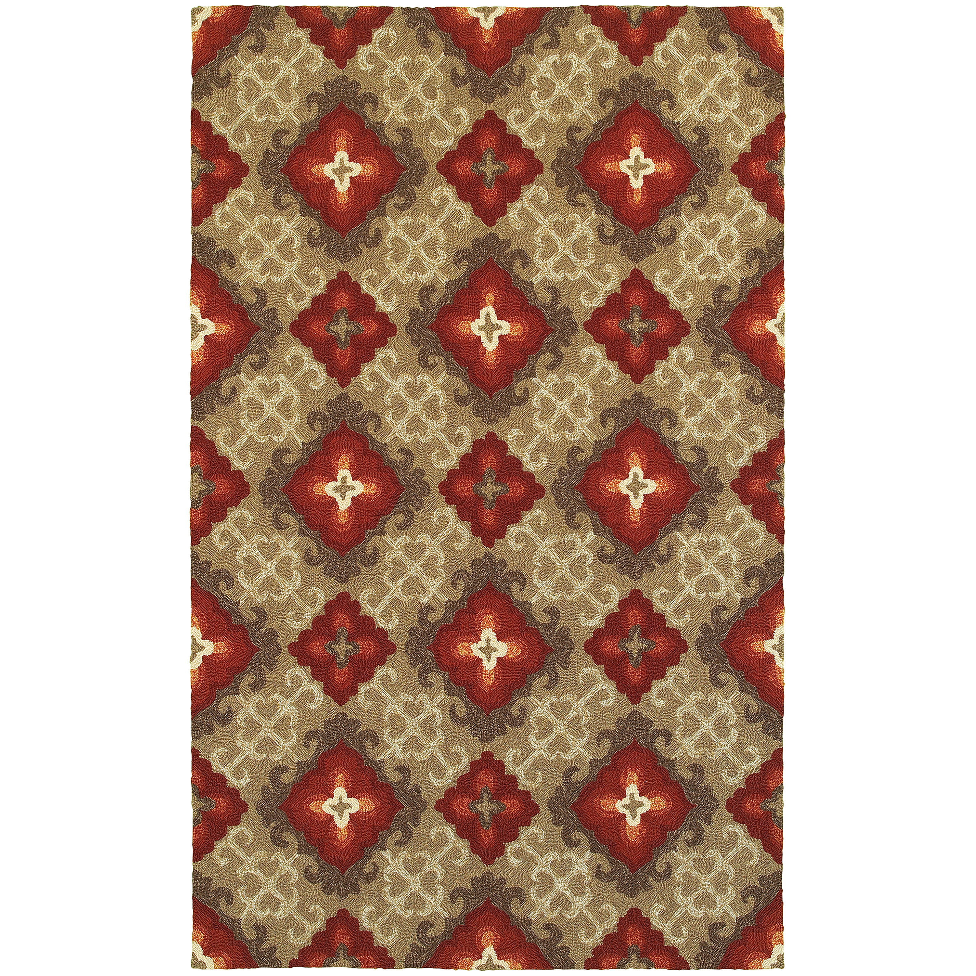 Tommy Bahama Rugs Atrium Floral Panel Brown & Red Indoor/Outdoor Area