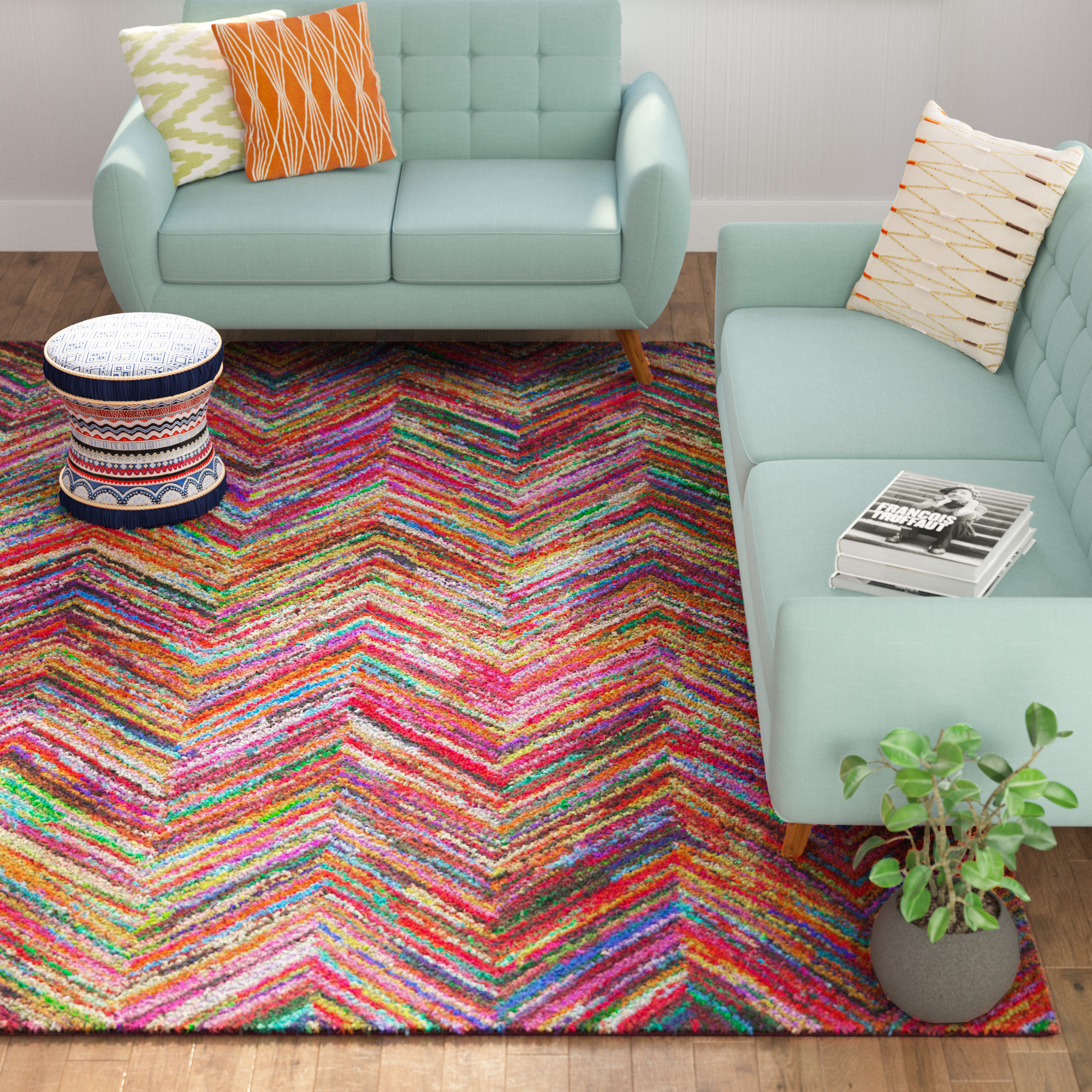Mistana Barnes Hand Tufted MultiColored Area Rug Wayfair