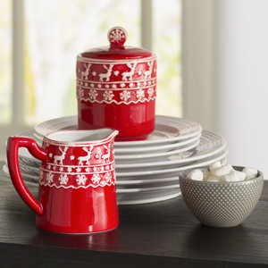 Deer Motif Sugar and Creamer Set