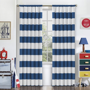 Jameson Striped Blackout Thermal Rod Pocket Single Curtain Panel