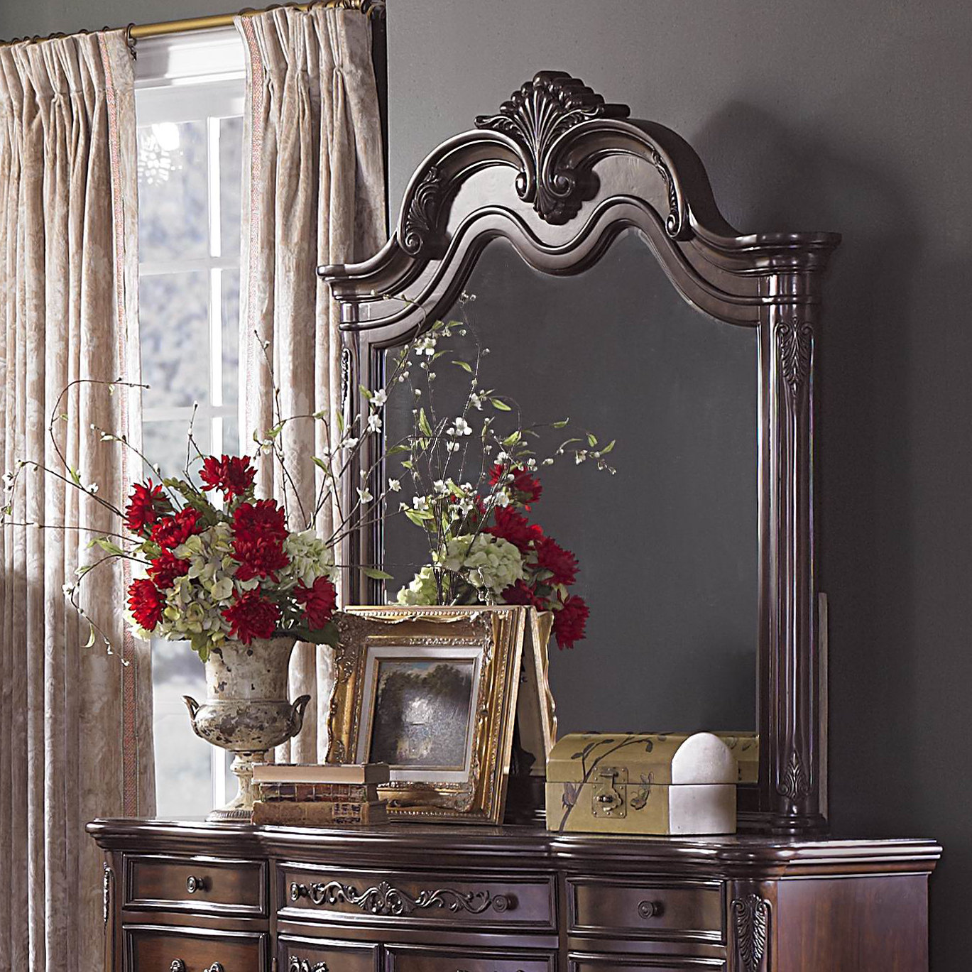 Astoria Grand Chalus Crowned Top Dresser Mirror Reviews Wayfair