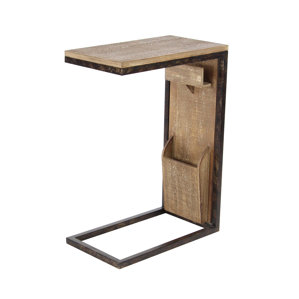 Baillons Rustic Fir Wood and Iron Rectangular Open Frame End Table by Loon Peak
