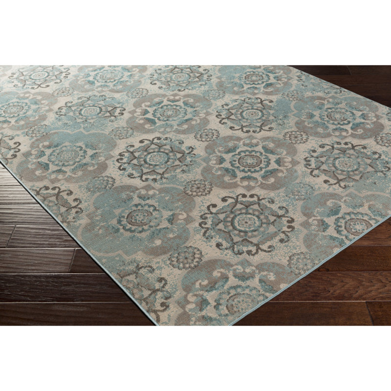 Ophelia & Co. Raquel Machine Woven Teal/Silver/Gray Area Rug & Reviews Wayfair