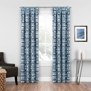 Elena Medallion Geometric Blackout Rod Pocket Single Curtain Panel
