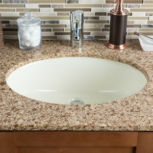 Ceramic Bowl Oval Undermount Bathroom Sink with Overflow