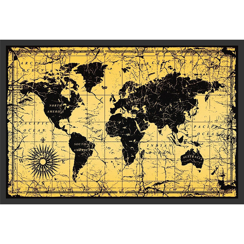 buy art for less 'world map antique vintage old style' framed