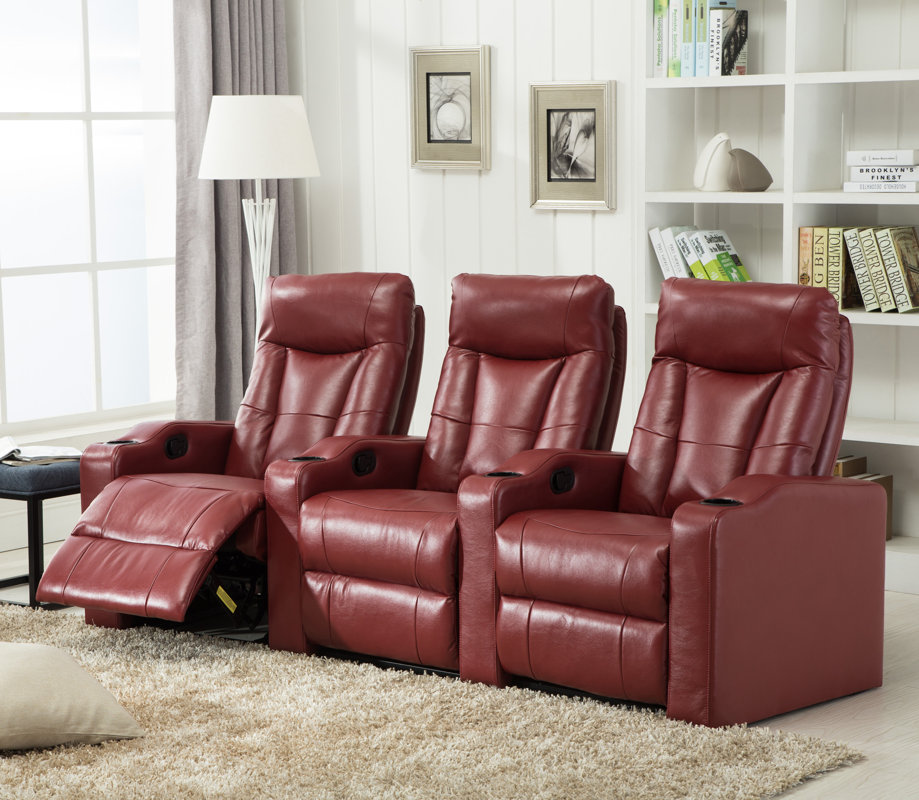 Living In Style Priscilla Gel Reclining Leather Home Theater Sofa