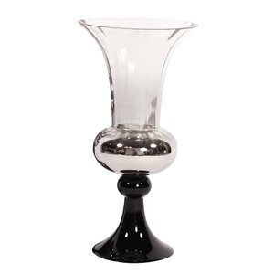 Nickel And Black Glass Trumpet Vase