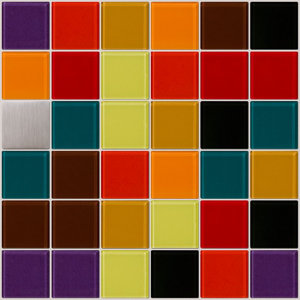 Signature Line Vibrant Kitchen Glass Mosaic Tile in Red/Brown/Green