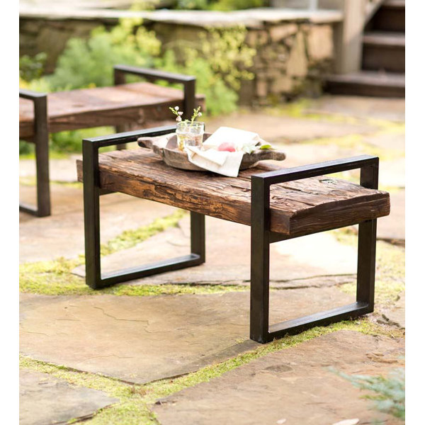 Plow & Hearth Reclaimed Wood and Iron Outdoor Garden Bench & Reviews
