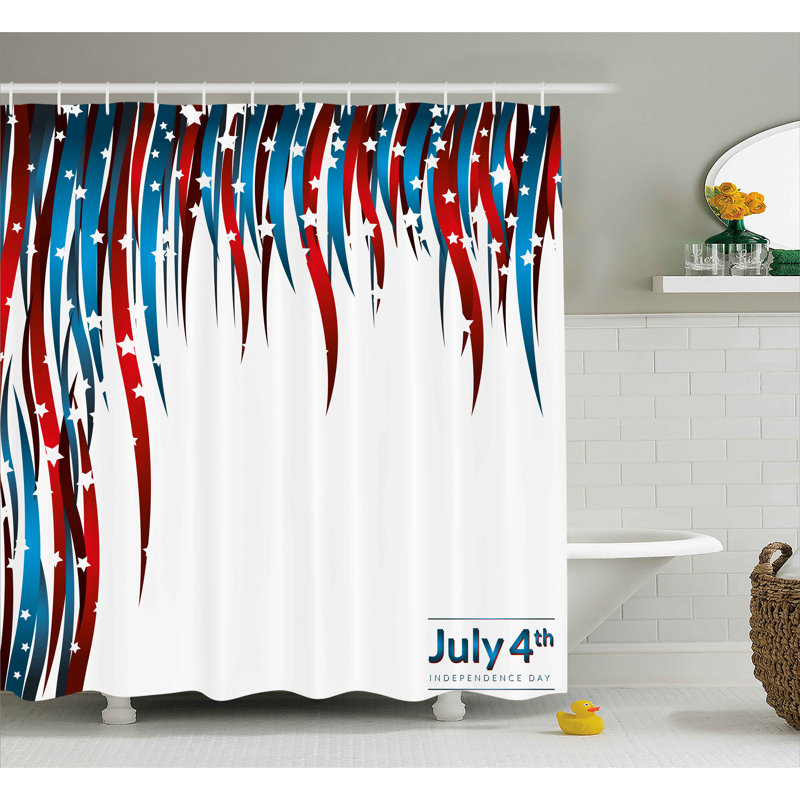 The Holiday Aisle 4th Of July American Love Inspired Heart Shaped 4th Of July American Love Inspired Heart Shaped Flags Traditional United States Design Shower Curtain