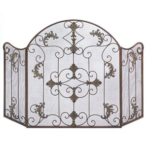 Embellished Wrought Iron Fireplace Screen