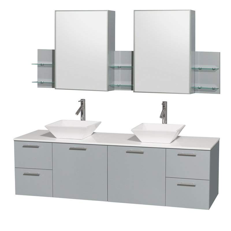 Wyndham Collection Amare 72" Double Dove Gray Bathroom Vanity Set with