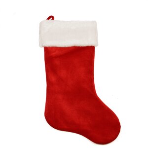 Large Traditional Velveteen Christmas Stocking with Faux Fur Cuff
