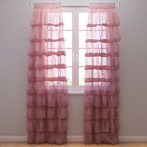 Striped Sheer Rod Pocket Single Curtain Panel