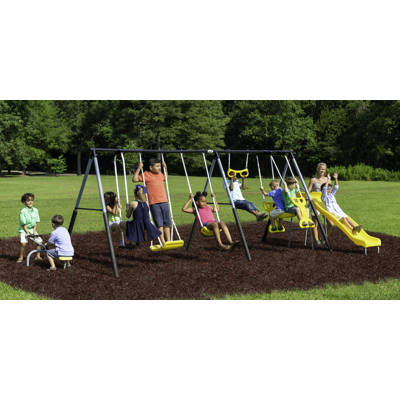 Ironkids Challenge 100 Metal Swing Set With Ladder And Uv