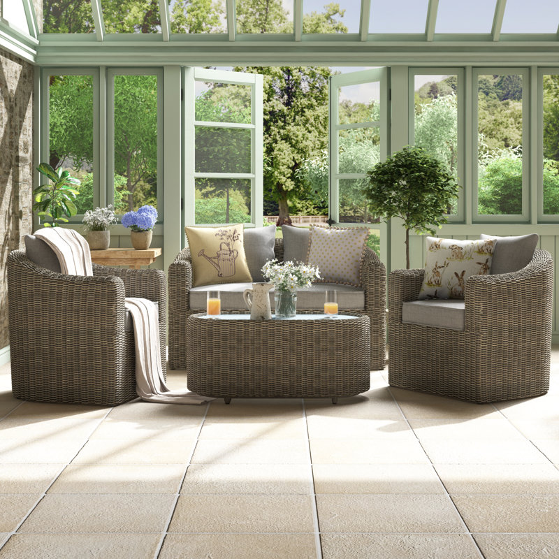 Rowlinson Bunbury 4 Seater Sofa Set with Cushions & Reviews Wayfair.co.uk