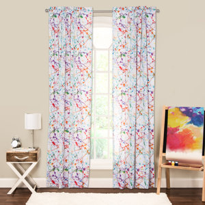 Splat Abstract Sheer Rod Pocket Single Curtain Panel