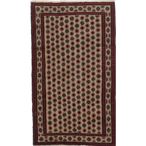 One-of-a-Kind Finest Baluch Wool Hand-Knotted Ivory Area Rug