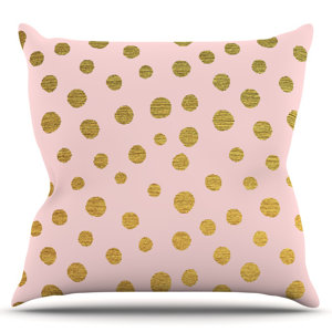 Golden Dots by Nika Martinez Blush Throw Pillow