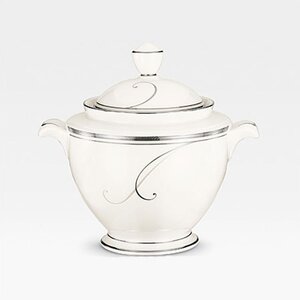 Platinum Wave Sugar Bowl with Lid