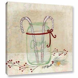 Candy Cane Painting Print on Wrapped Canvas