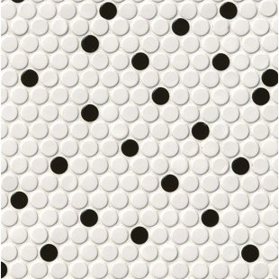 Mosaic Black And White Tile Wayfair Penny Round Porcelain Mosaic Tile In White Black