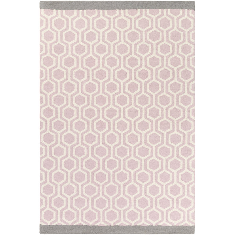 Blitar Hand Tufted Wool Light Pink Gray White Area Rug
