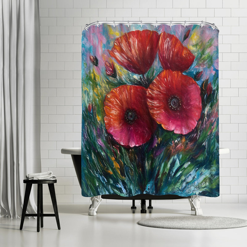 East Urban Home Olena Art Red Poppies Shower Curtain Wayfair Olena Art Red Poppies Shower Curtain