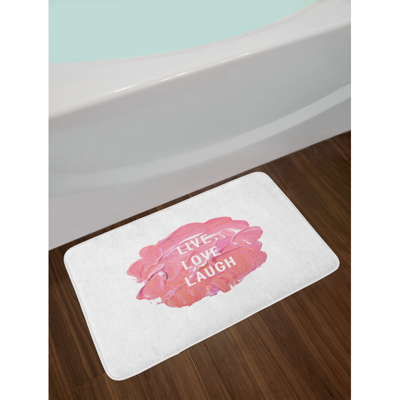 East Urban Home Ambesonne Live Laugh Love Bath Mat By Motivation Boosting Phrase With Brush Stroke Paint Smear Background Plush Bathroom Decor Mat With Non Slip Backing 29 5 W X 17 5 W