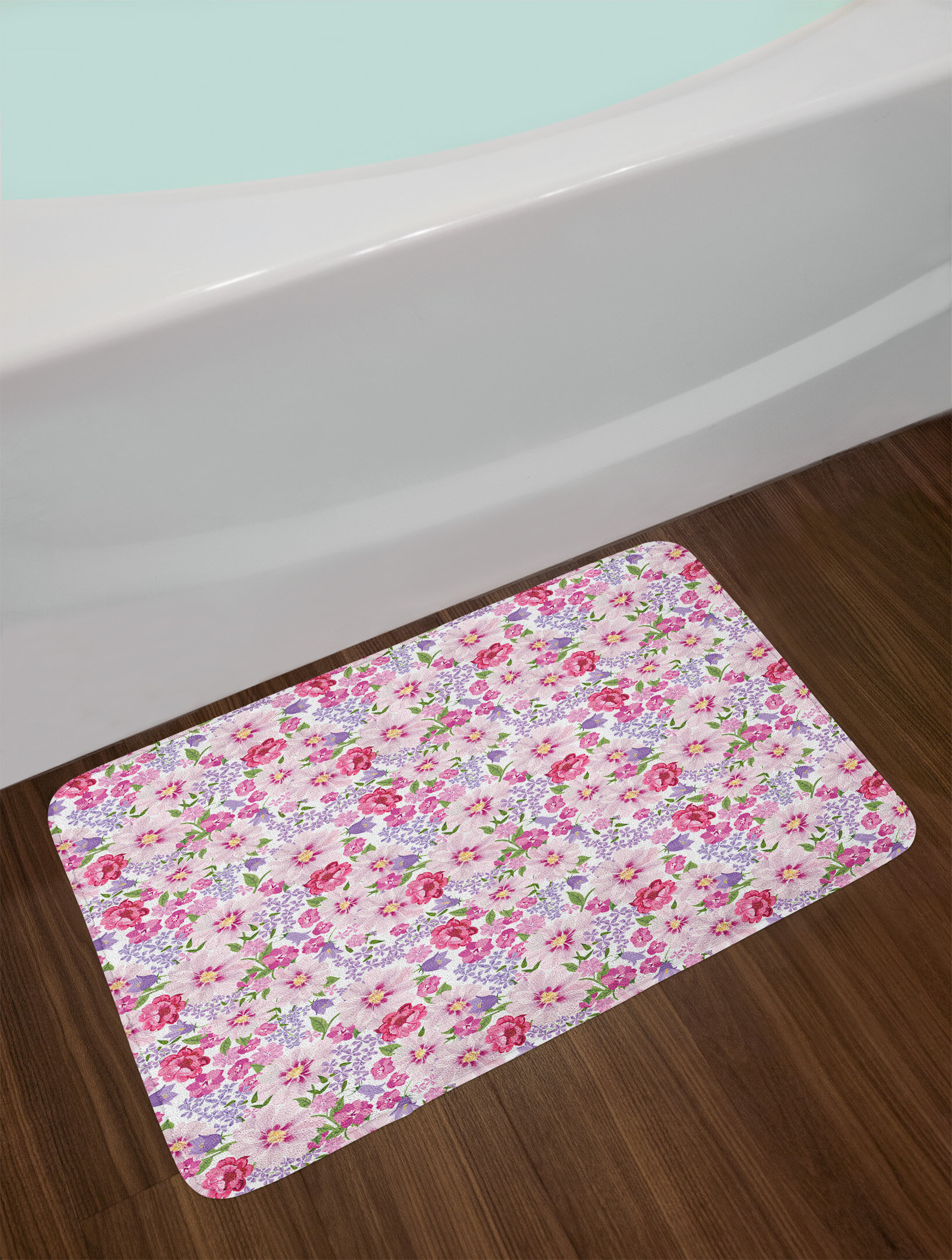 East Urban Home Blossoming Watercolor Bath Rug | Wayfair