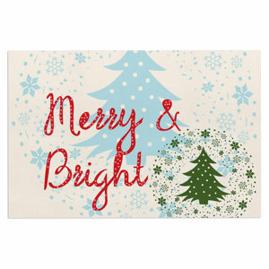 Famenxt Merry and Bright Holiday Typography Doormat