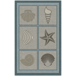 Seashell Rug Wayfair Howell Muted Beach Squares Seashell Blue Brown Area Rug