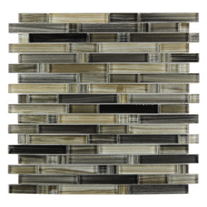 Handicraft II Random Sized Glass Mosaic Tile in Glazed Black Sea