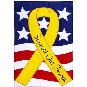 Support Our Troops Applique Vertical Flag