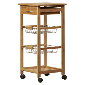 Girard Kitchen Cart with Bamboo Top