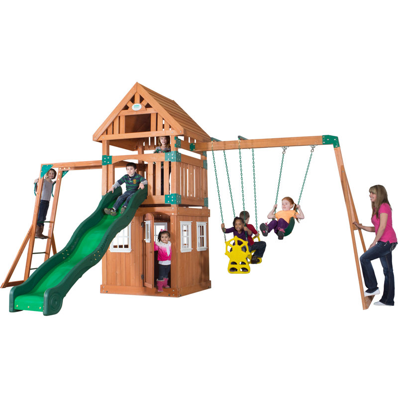 Backyard Discovery Castle Peak All Cedar Swing Set & Reviews Wayfair