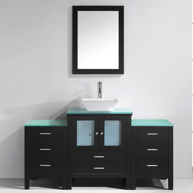 Virtu Usa Bford Series 63 Single Bathroom Vanity Set With Bford Series 63 Single Bathroom Vanity Set With Tempered Gl Top And Mirror